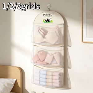 1/2/3-Tier Hanging Underwear Socks Bra Mesh Storage Bag Suitable for Dormitory Home Wall-Mounted Organizer with Visible Pockets