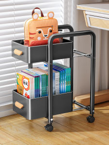 Mobile Bookbag Rack Drawer Style Storage under Desk with Wheels Black Painted Carbon Steel Multi Functional Organizer