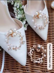 High Heel Shoe Buckle Accessories Rhinestone Buckle Detachable One Shoe Multi-Buckle Shoe Ornament Clip Toe Holder Decorative Pearl Accessories Clipped Button