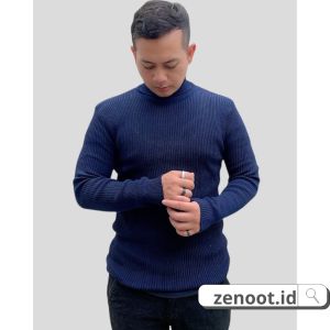 zenoot.id Sweater Rajut Turtleneck Daleman Jas Kerah Tinggi Panjang Slim Fit Polos Korea Bahan Tebal