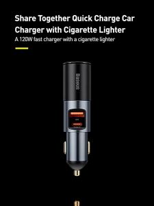 Baseus 120W Car Charger Share Together Fast Charge USB Quick Charge QC 4.0 QC 3.0 PD Type C Fast Charger for 12-24V Car