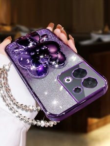 Opporeno8 Phone Case with Makeup Mirror Pgbm10 Internet Celebrity Cute Fashion Opporeno8pro Flip Foldable Bracket Pgam10 All-Inclusive Drop-Resistant Opren08pr0 + Transparent Plating Shell