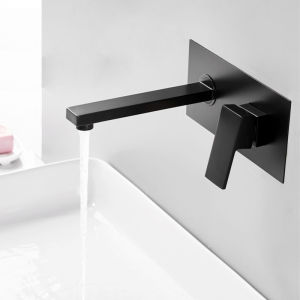 BAKALA Luxury  Mirror Matte  Black White Bathroom Faucet Basin Sink Tap Wall Mounted Square Brass Mixer LT-320BR