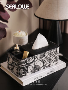 กล่องใส่กระดาษชั้นสูงสไตล์ฝรั่งเศสวินเทจแบบอเนกประสงค์สำหรับใช้ในบ้าน กล่องใส่กระดาษทอลายดอกไม้สไตล์ย้อนยุคในห้องครัว