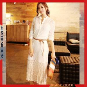 CFBOUTIQUE Korean Style Trendy Women Fashion Two Piece Lace Long Sleeve Summer Midi Long Dress
