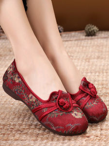 SHIPAILUO | Beijing Ladies Cloth Shoes Embroidered Flat Bottom Anti-Slip Breathable Soft Bottom Casual Footwear For Middle-Aged And Elderly