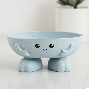 ที่วางสบู่รูปตุ๊กตาน่ารัก หน้ายิ้ม ถาดรองน้ำในห้องน้ำ ที่วางฟองน้ำในอ่างล้างจาน วัสดุพลาสติกคุณภาพสูง