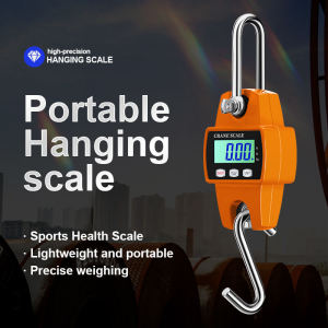 【High precision】300kg Portable Mini Crane Scale LED Display Industry Crane Scale Weight Heavy Duty Hanging Hook Scales Digital Stainless Steel Crane Scale With Hooks for Farm Hunting Fishing Outdoor