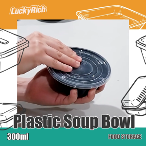 LuckyRich - Plastic Soup Bowl 300ml 45pcs Food Storage with lid cover for Food Container Needs