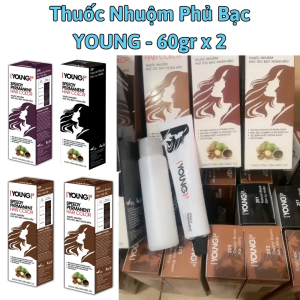 Kem nhuộm tóc phủ bạc YOUNG 60g x 2 6 mã màu phủ bạc tóc nhuộm bóng mượt chính hãng.