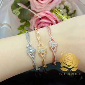 Gelang Air ELEGANT titanium Lapis Emas 18k ANTI KARAT crystal swarovski perhiasan bangle wanita
