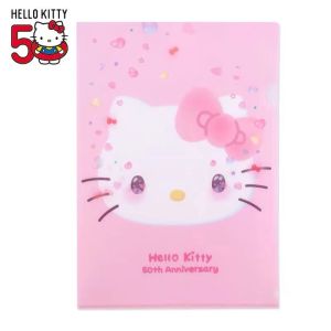 Sanrio Hello Kitty 50th Anniversary Single Layer L-Shaped File Folder Cartoon Cute Plastic Business Supplies Storage