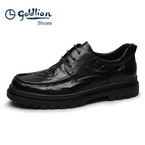 Goldlion Mens Casual Leather Shoes Breathable Thick Bottom Business Formal Shoes Spring Autumn Wear Resistant round Toe Derby Shoes