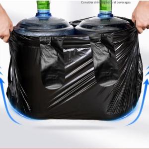 Disposable Garbage Bags Thick Black Plastic Tote Bags With Handles Kitchen Home Office Cleaning 22*32cm 100Pcs