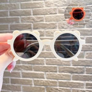2PCS Bear Shape Sunglasses Plastic Solid Color Childrens Glasses Light Weight Childlike Style Foldable Glasses Kids