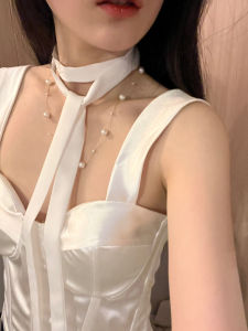 Korean Style Long Silk Scarf Womens Pure Color Trendy Girl Necktie Fashionable Black Bow Tie Headband Spring Summer Autumn