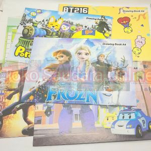 Buku Gambar Motif Kartun Animasi A4 8 Lembar Per Buku 1 Pak Isi 10 Buku