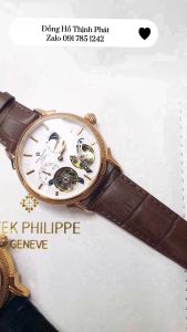 [FULLBOX] Đồng Hồ Nam P.atek Philippe 6850 Dây Da Lộ 2 Máy MoonPhase- Máy Cơ Tư Động Automatic Nhật Cao Cấp