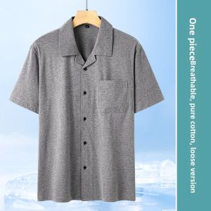 TIANJIANG | Pure Cotton Loose Open-Front T-Shirt for Elderly Men in Summer