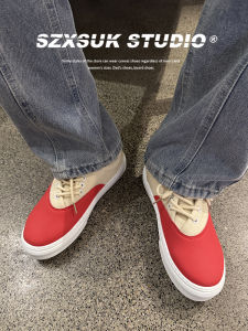 รองเท้าผ้าใบผู้ชาย สไตล์ญี่ปุ่น ระบายอากาศได้ดี ทรงแบน วัสดุยาง พื้นรองเท้าสูง รองเท้าผ้าใบผู้ชาย ทรงสี่เหลี่ยม ทรงแบน สำหรับฤดูใบไม้ร่วง