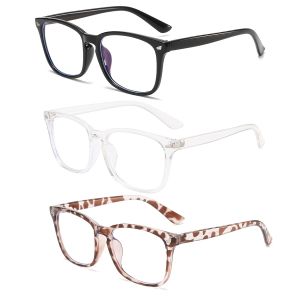 BMAD | 3pcs Lightweight PC Frame Square Anti Blue Light Glasses for Both Men and Women Suitable for Daily and Casual Wear