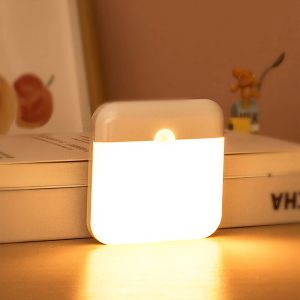 LED Wireless Night Light Human Motion Sensor Lantern Rechargeable Wall Lamp for Camping Summer Stairs Closet Kitchen Toilet