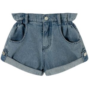 Princess Girls Denim Short Pants Summer Fashion Kids Clothing Cotton Blend Fabric Elastic Waistband Floral Print Trendy Trousers