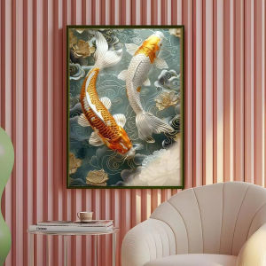 KAYOU | 5D DIY Diamond Painting Kit Koi Fish Brings Good Luck Art Full Drill Rhinestone Wall Decor Craft for Home Decor Gift Frameless