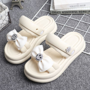 Comfortable Butterfly Knot Hole Hole Shoes Women Summer Trendy Two Use Slope Heel Casual Beach Thick Bottom Anti Slip Slippers