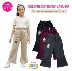 Bundle 3PCS Celana Anak Cutbray Motif Labubu | Bahan Stretch | 3–8 Tahun | Viral
