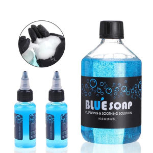 40/500ML Tattoo Blue Soap Cleaning Soothing Solution Liquid Soap Algae and 200ML Tattoo Foaming Bottle Plastic Press Bottle Kit