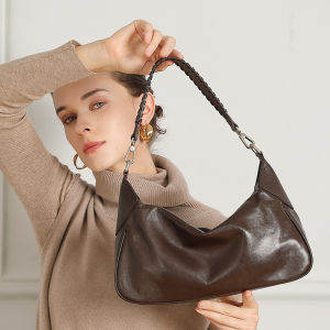 BeeGreen Women Genuine Leather Hobo Bag Elegant Underarm Bag Versatile Commuter Shoulder Bag