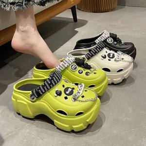 Cross-Border Hot Sale Soft Height of Reinforced Heel Bottom Hole Shoes EVA Womens Fashion Trend Baotou Height Increasing Skinny Eva Sandals Wholesale