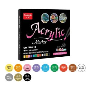 Bộ 12-60 Màu Bút Dạ Acrylic Dùng Cho Vẽ Tranh Phác Thảo Vẽ Manga Bút Vẽ Làm Scrapbook - Đầu Tròn Mực Dầu Không Phai Màu