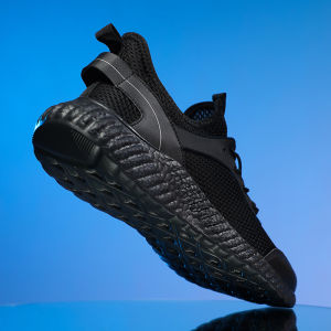 ORNGMALL Mesh Shoes for Men High Quality Sneakers Lace-Up Black Sneakers Fashion Gym Casual Light Walking Suitable Daily Life Casual Sport Street All-match Men Sneakers Plus Size 39-48