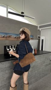 Túi Đeo Vai Da Thật Thiết Kế Sang Trọng Dành Cho Nữ Túi Da Lộn Lớn Túi Bowling Nữ Chất Lượng Cao Túi Xách Nữ Dưới Cánh Tay