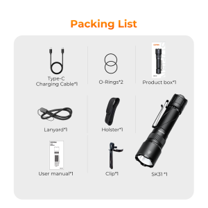 Sofirn | SOFIRN SK31 6500LM Powerful Tactical Flashlight IPX8 Waterproof Type-C 21700 Rechargeable Hand Torch Outdoor Hunting Light