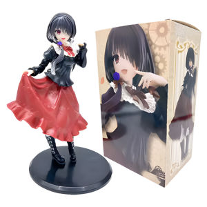 Bandai | DATE a LIVE Tokisaki Kurumi Anime Figure - Cute Girl Model Toy in Black Dress PVC Standing Ornament for Car Decor