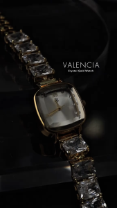 HB Jewelry VALENCIA Silver Ladies Square Watch Crystal Bracelet Strap Luxury Formal Business Office Wear Water Resistant Battery Operated Non Tarnish Hypoallergenic Watch