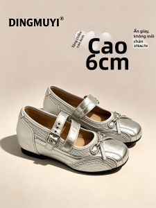 DINGMUYI | Giày Mũi Nhọn Mới Phong Cách Ballet Mary Jane Tăng Chiều Cao 6cm