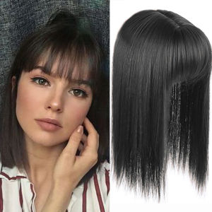 Foreign trade synthetic wig piece fashionable bangs short wig piece black brown increases hair volume and covers white hair