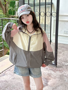 Girls Summer Lightweight UV Protection Clothes Hooded Top Childrens Outdoor Skin Clothes Breathable Moisture-wicking