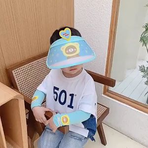 Mũ che nắng trẻ em vành rộng hoạt hình dễ thương kèm bao tay chống nắng đồng bộ – Chống tia UV