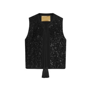 Elegant Pure Ring Embossed Beauty French Style Versatile Short Sleeve Vest with Pendant Matching Any Outfit U-Neck Design