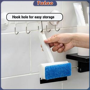 Talao Double-Sided Cleaning Brush Glass Wiper With Cleaning Sponge Squeegee 2 in 1 Scraper Bathroom Wall Cleaner