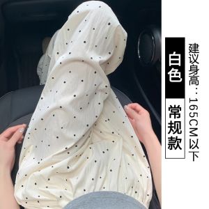 Quần Ống Rộng Lưng Cao in Chấm Bi Màu Trắng Phong Cách Hàn Quốc Cho Nữ Mùa Hè 2025 Quần Dài Thường Ngày Rộng Rãi