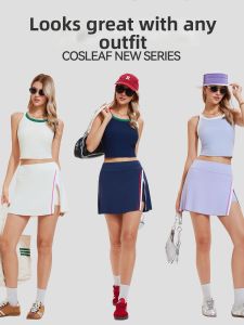 Yoga Set Halter Top Split Skirt