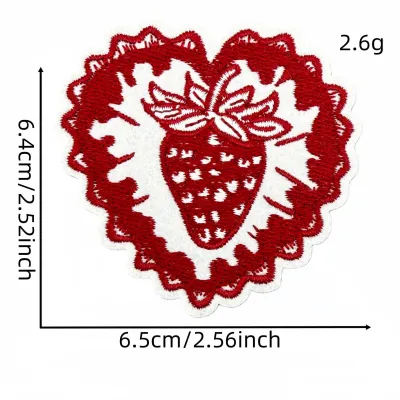 Retro Red Line Embroidery Material Ins Style Decorative Valentines Day Patch Clothing Accessories Embroidered Label