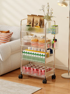 รถเข็นขนมจุกจิกอะครีลิก ชั้นวางของแบบพับได้ อเนกประสงค์ สำหรับห้องน้ำ ชั้นวางเครื่องสำอางในห้องนอน ชั้นวางของสำหรับห้องนั่งเล่น