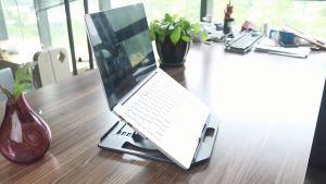 luckluck  Adjustable Laptop Stand with Phone Holder 360° Rotating Heighten Bracket Notebook Bottom Cooling